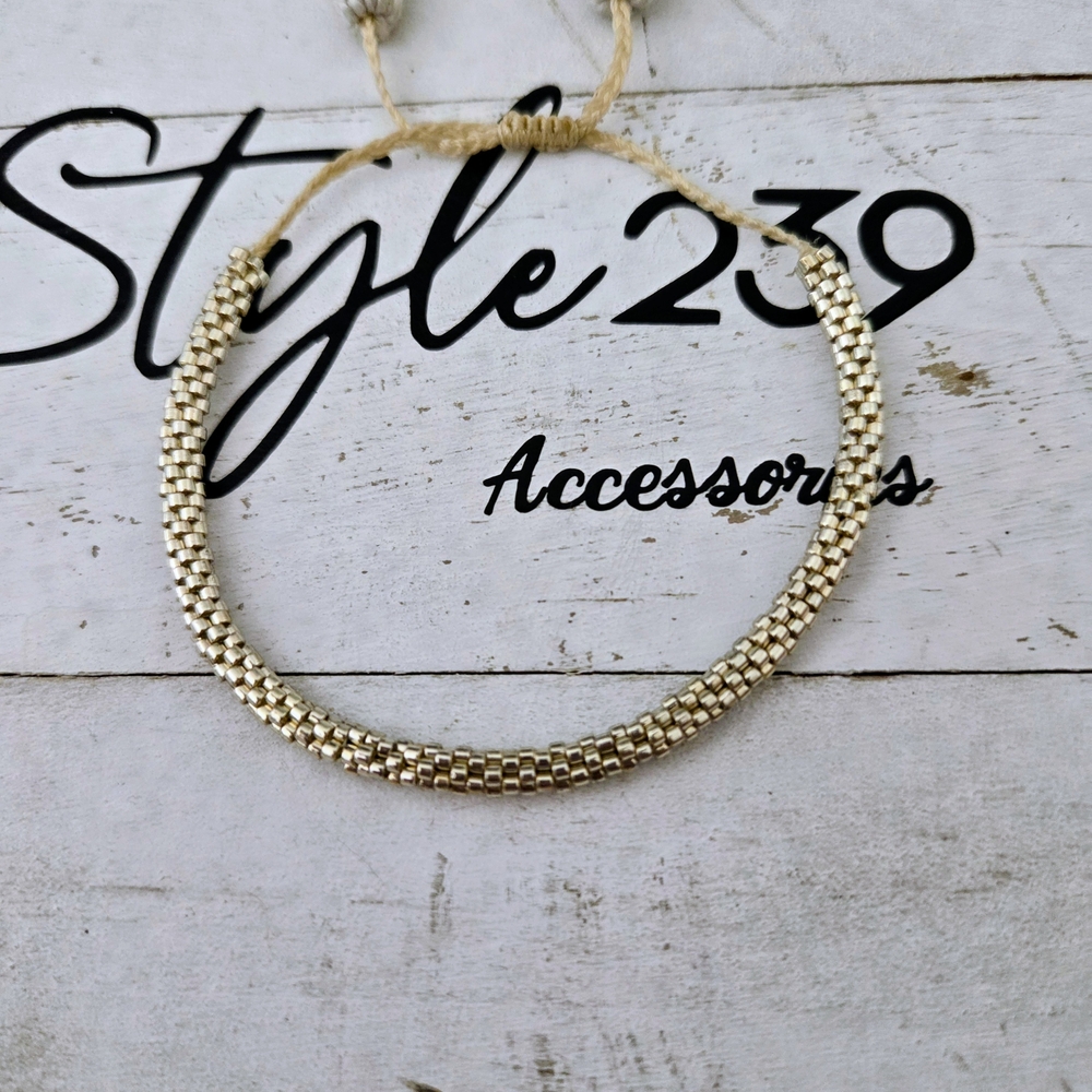 Miyuki Gold Beaded Adjustable Bracelet